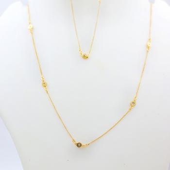  Nickel-Free Gold Plated Zircon Stone Seated Necklace - Timeless Elegance and Natural Beauty